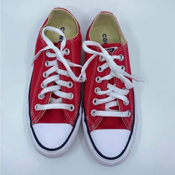 Red Converse Chuck Taylors All-Star Low Top Canvas Sneakers Unisex M(4) F(6) - Picture 6 of 16